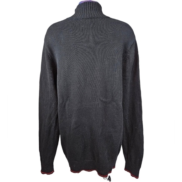 Eddie Bauer Black Nordic Snowflake Fair Isle 1/4 Zip Mock Neck Sweater Large O48 - Picture 6 of 10